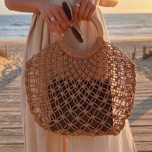 2026 New Trending Luxury Lady Women's Handbags Famous Brand Designer Straw Open Bucket Shape <b>Chain</b> Strap 2-2.9L Capacity - Product Image 3