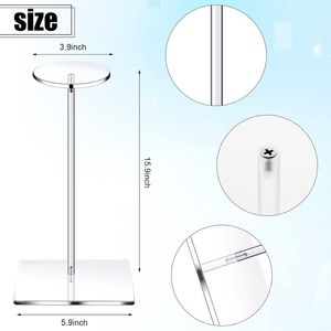 2 takım 16 inç akrilik şapka standı peruk vitrin rafı temizle kaide standı beyzbol şapkası raf standı kare yuvarlak akrilik yükselticiler - Product Image 2