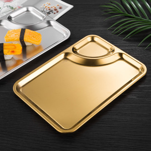 Kore paslanmaz çelik dikdörtgen hizmet tepsi bölmesi kızarmış aperatif patates kızartması tepsi altın plaka özel hamur plaka - Product Image 4