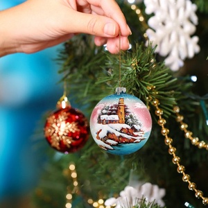 <span class=keywords><strong>Boule</strong></span> de Noël personnalisée et ornements d'arbre peint à la main arbre de Noël pendentif <span class=keywords><strong>boule</strong></span> et neige à l'intérieur boîte-cadeau en verre pour décorations de vacances - Product Image 2