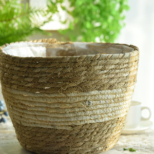 Woven Flower Pots Plant <b>Baskets</b> 3 Piece Set Indoor Home Planters Beige Storage <b>Baskets</b> - Product Image 4