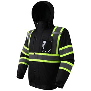 Veste de sécurité unisexe réfléchissante à haute visibilité à capuche en polyester avec détection d'aiguille Uniformes de protection améliorés - Product Image 1