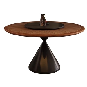 Ensemble de <span class=keywords><strong>table</strong></span> et chaises de salle à manger rondes en bois massif de luxe moderne, 4, 6 ou 8 places, design de meubles noirs rotatifs pour salon et <span class=keywords><strong>restaurant</strong></span> - Product Image 5
