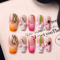 Emballage personnalisé, marque privée, ongles pressés faits à la main, courbes carrées françaises de 2,5 cm, couverture complète, ongles en PMMA, ongles portables