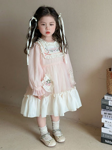 Lente En Herfst 2025 Nieuwe Stijl Stijlvolle Kinderen Lente Lange Mouwen Prinsessenjurk Meisje Chiffon Jurk - Product Image 3