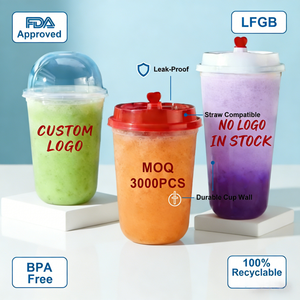 Vaso Desechable <span class=keywords><strong>de</strong></span> PET en Forma <span class=keywords><strong>de</strong></span> U para Bebidas Frías, Diámetro 90mm, 12/16/20/24oz, Apilable, Base Redonda, para Batidos y Boba, Venta al Por Mayor - Product Image 2