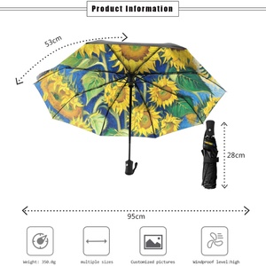 Custom Logo Modern Straight Portable Travel Foldable Compact Windproof Fully-Automatic Advertising <b>Umbrella</b> for Business Gifts - Product Image 3