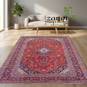 Tapis Kashan Premium noué à la main, style vintage, décoration de sol, décoration pour la maison et le bureau - Product Image 3