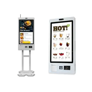 Crtly OEM Touch Screen Order Payment Machine NFC Card Reader QR Scanner Self Ordering Kiosk In Restaurant Solution