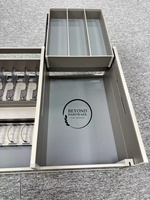 Panier de rangement de cuisine multifonctionnel en aluminium, type tiroir dans un tiroir, double tirage, pour rangement au-dessus de la cuisinière