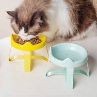 Mangeoire Moderne en Céramique pour Animaux de Compagnie, Bol Mignon avec Oreilles de Chat, Support Surélevé pour Protéger la Colonne Cervicale, Écologique pour Chatons et Chiots