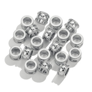 Diy Handmade Stainless Steel Large Hole Bead Bracelet Necklace 18k Gold <b>Spacer</b> Beads Jewelry Accessories - Product Image 3