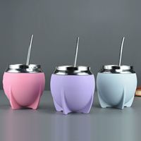 Nouvelle Tasse à Yerba Maté en Cuir à Double Paroi en Acier Inoxydable 304 Argentin, 280 ml, Modèle Calabash, Vente Chaude 2025