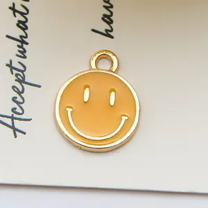 12x15 мм KC золотого цвета сплав эмаль милое улыбающееся лицо Подвески кулон для DIY серьги ювелирные изделия орнамент