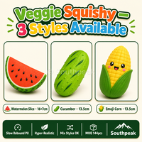 Jouet Squishy en PU à Remontée Lente Southpeak Toy Veggie, Modèles Mixtes Pastèque Concombre Maïs, Certifié CE, Emballage OPP, Fabrication OEM WS