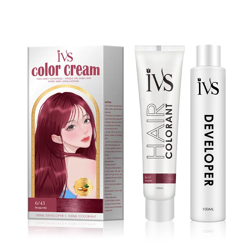 IVS Professional Factory hair color products Popular 72 Colors Borgonha Hair Color Creme Hair Dye Color para Salon e Uso Doméstico