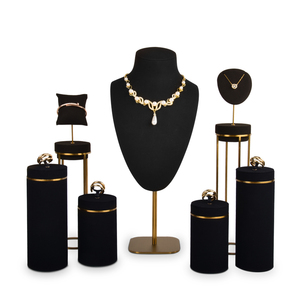 Bộ giá đỡ trưng bày trang sức cao cấp Jinsky Luxury, chất liệu kim loại và sợi microfiber, dành cho nhẫn, khuyên tai, mặt dây chuyền, vòng cổ, lắc tay, cửa hàng trang sức. - Product Image 3