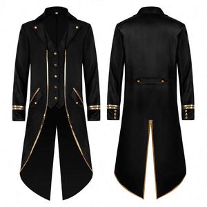 Nouvelles robes punk mi-longues unisexes pour adultes, style médiéval rétro, à bordure dorée, pour Halloween, Noël, TV et cinéma, 4ourcostumes - Product Image 5