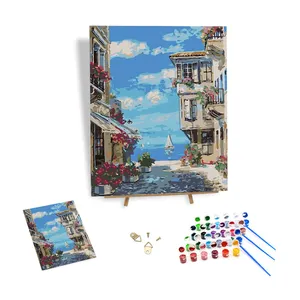 High Quality Paint by Numbers Supplies European Scenery Painting by Numbers Sail Boat