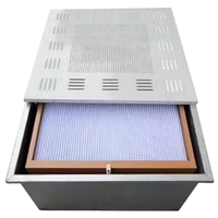 Kit 4 pièces pour boîtier d'alimentation en air HEPA avec réservoir de liquide, comprenant boîtier de plénum, registre d'air, plaque diffuseur et filtre haute efficacité pour salle blanche