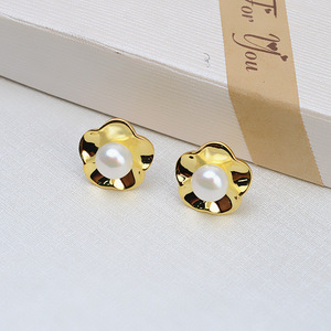 Pendientes y Broches de Oreja de Plata Coreana S925 Wenchi para Mujer, con Perla de 7-8 mm, Soporte Vacío para Joyería DIY, Modelo Chino 16292 - Product Image 2