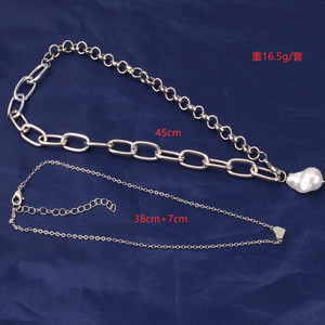 Joyería Transfronteriza Europea y Americana, Collar de Perlas Barrocas con Corazón, Juego de Dos Piezas en Oro, para Uso Diario - Product Image 4