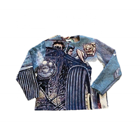Nueva Llegada, Sudadera con Capucha de Personaje de Cookie Monster para Hombre, Sudadera Holgada de Jacquard Tejido, Chaqueta Corta de Estilo Urbano para Primavera