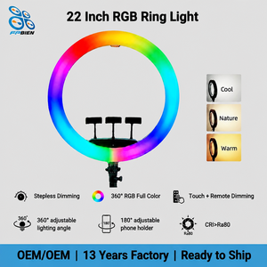 Ljj56 Lampe annulaire pliable RGB de <span class=keywords><strong>22</strong></span> <span class=keywords><strong>pouces</strong></span> 2700-7000K avec télécommande et support de téléphone réglable - Product Image 2