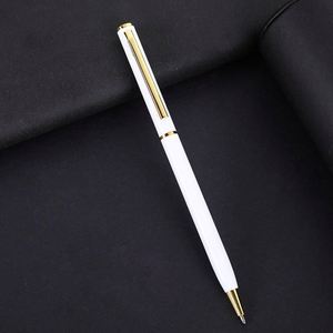 Gift Promotional Black Ball Point Pen Customized Logo Body Slim Metal Pens Advertising Signature Customized Metal Pen - Product Image 3