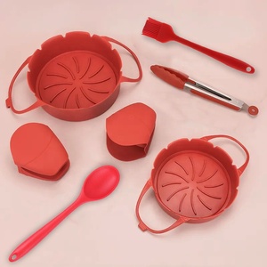 Nouveaux accessoires <span class=keywords><strong>de</strong></span> cuisine en promotion : Doublure <span class=keywords><strong>de</strong></span> friteuse à air réutilisable en silicone, ronde, pliable, durable et écologique, à double usage - Product Image 2