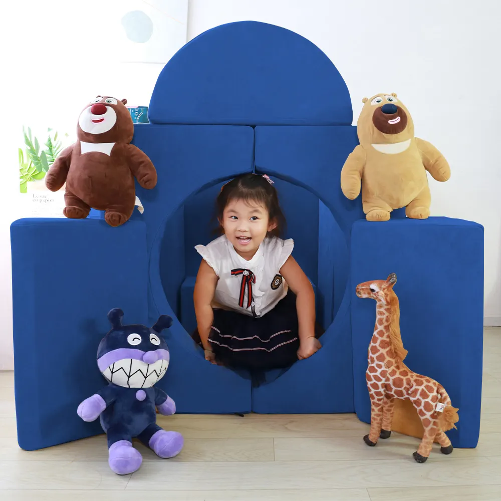 Castillo modular rosa de dibujos animados, sofá de juegos para niños, combinación de burbujas, sofá de espuma, muebles de Sala, conjunto de sofá para niños, sofá fuerte