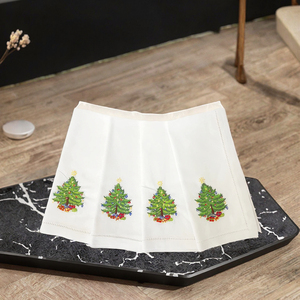 Handmade Embroidered Modern Sustainable Customizable Cotton Square Napkin 18x18inches Restaurant Use <b>Christmas</b> <b>Tree</b> Airplane XMC - Product Image 3