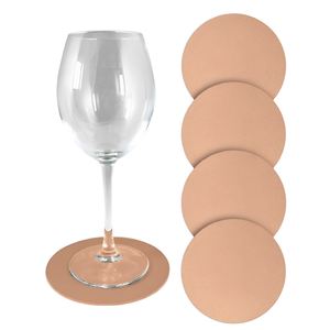 SET OF 4 <b>COASTERS</b> IN FAUX LEATHER, DIAM. 12.5CM, <b>PINK</b> - Product Image 1