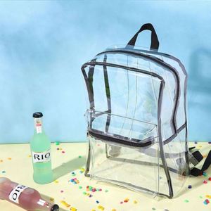 Sac à dos transparent en PVC noir pour femme, tendance et abordable, idéal pour l'école - Product Image 4