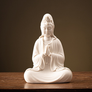 Brûleur d'encens à refoulement en céramique en forme de Guanyin Bodhisattva avec anneau lumineux LED pour micro-paysage de bureau décoratif et bois de <span class=keywords><strong>santal</strong></span> aromatique - Product Image 5