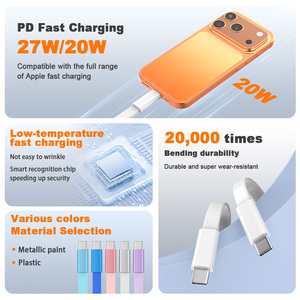 TKT 2026 PD สายชาร์จข้อมูล20W Type-C ไปยัง Type-C การถ่ายโอนความเร็วสูงสาย <span class=keywords><strong>USB</strong></span> แบบแบนสำหรับแล็ปท็อป/คอมพิวเตอร์ - Product Image 4