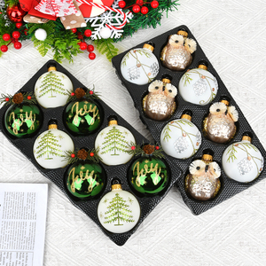 Adorno de Bola de Cristal Pintada en Forma de Búho de 7 cm para Decoración de Árboles de Navidad, Artículos Festivos - Product Image 1