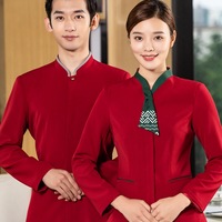 Vente en gros Serveuse Serveur Top Manches Longues Hommes et Femmes Café Restaurant Bar Traiteur Serveuse Uniforme