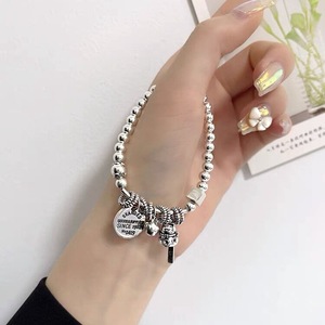 Bracelet élastique en argent sterling S925 de style vintage avec pendentif breloque, cadeau unisexe, bijoux - Product Image 3