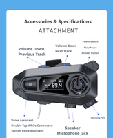 Helm Motor Nirkabel Baru dengan Headset, Radio FM, Layar LED, Tahan Air IPX6, Pengisian Daya Terbalik, Antarmuka Tipe-C, Kustom
