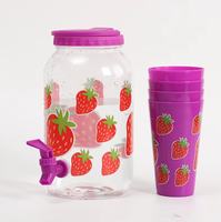 Carafe à eau en plastique de qualité alimentaire pour la maison, 3,8 L, portable, incassable, avec tasses