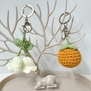 Porte-clés en peluche douce fait main au crochet, pendentif tricoté tournesol et kaki, style bohème, pour breloque de sac en forme de cœur, vente en gros, fil mignon - Product Image 4