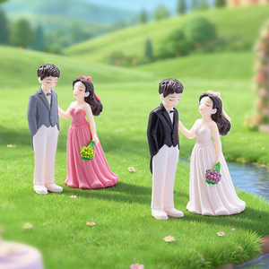 PVC Micro Landscape Creative New Wedding Couple <b>Dolls</b> Dollhouse DIY Decorations Accessories Mini <b>Car</b> Desktop Small Ornaments - Product Image 1