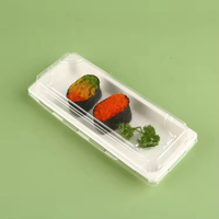 Emballage écologique pour le recyclage alimentaire, conteneur à sushi en bagasse de canne à sucre, plateau transparent avec couvercle pour la restauration, plateau à sushi