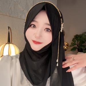 Hijab de Chifón de Color Sólido de Alta Calidad Instantáneo de Malasia 2026, Hijabs Elegantes de Lujo con Cuentas para Mujer, Modelo <span class=keywords><strong>H886</strong></span> - Product Image 6