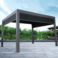 Gazebos bioclimatiques pavillon personnalisés, ensemble de pergola électrique rétractable avec toit en aluminium pour le soleil
