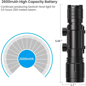 New <span class=keywords><strong>1200</strong></span> lumen xách tay có thể sạc lại USB ánh sáng 5 chế độ ánh sáng không thấm nước săn bắn ánh sáng <span class=keywords><strong>LED</strong></span> Tactical Torch đèn pin - Product Image 4