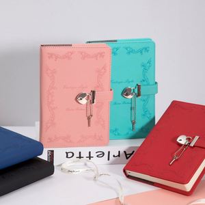 Cuaderno Personalizado A5 de Tapa Dura en Cuero PU con Juego de Bolígrafos, 100 Hojas, Diseño con Candado de Corazón, Diario Grueso, Regalo para Viajes y Escritura - Product Image 3