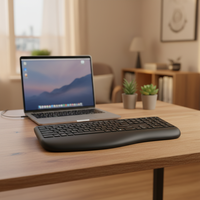 Clavier sans fil ergonomique OEM neuf avec interrupteur à ciseaux, rechargeable, double mode 2.4G BT, design divisé pour le bureau