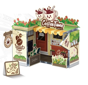 Ensemble de scène de rue de simulation de bloc de construction magnétique de café, magasin de crème glacée de magasin de fleur, jouets éducatifs de garçon et de fille - Product Image 1